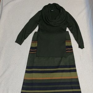 Women’s Cowl Neck Sweater and Skirt - Like New